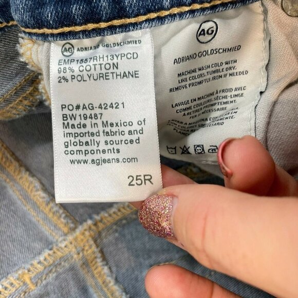 Adriano Goldschmied Womens Prima Cigarette Crop Jeans 25R Mid Rise Distressed - Picture 6 of 10